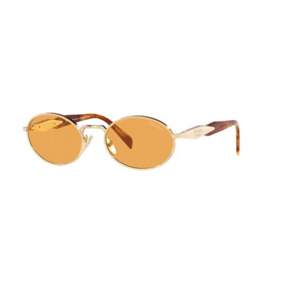 PRADA PR 65ZS ZVN02Z Pale Gold Orange Lenses Sunglasses Unisex AUTHENTIC - Picture 2 of 10